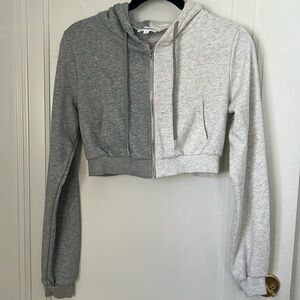 Superdown crop color block hoodie